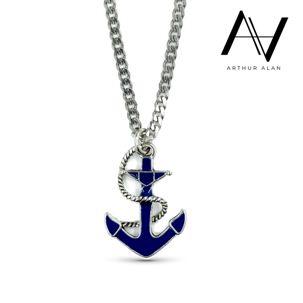 Navy Anchor Necklace (Silver) | Arthur Alan Jewelry